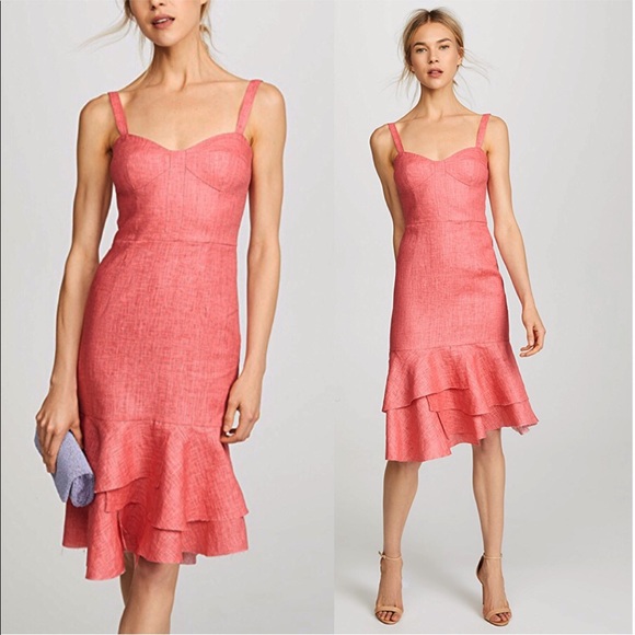coral linen dress